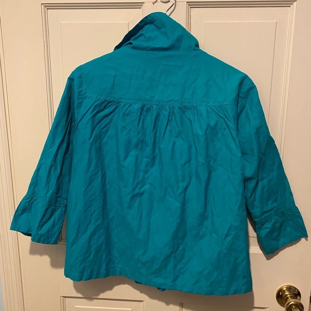 Coldwater Creek Windbreaker Teal Jacket SIZE 8 - Picture 3 of 4